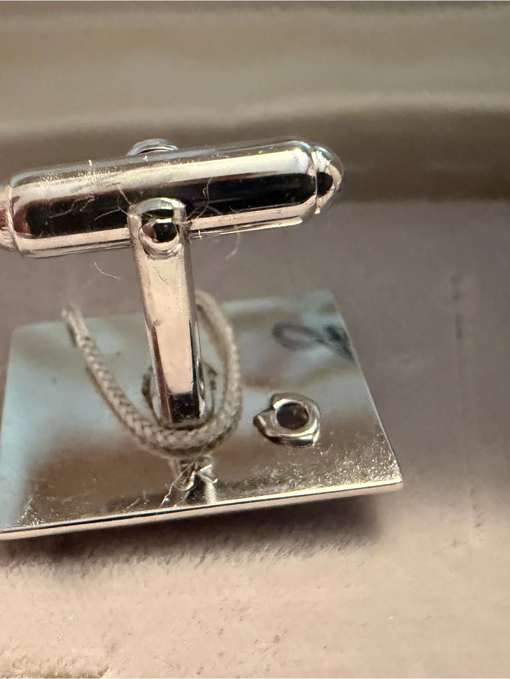 Vintage Anson Textured Silver Plated Rock Crystal Cufflinks W/Original Box + 🎁
